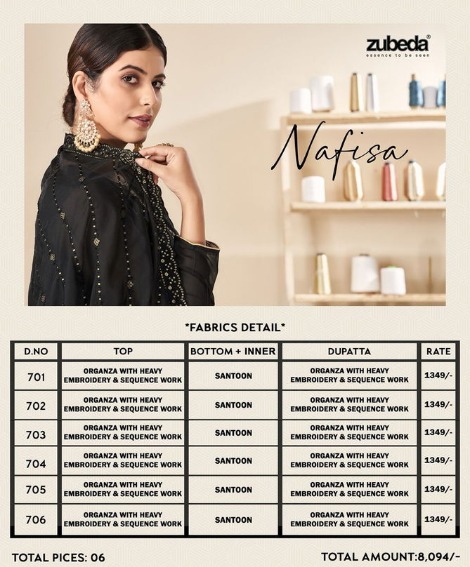 Nafisa By Zubeda Heavy Organza Designer Salwar Kameez Catalog